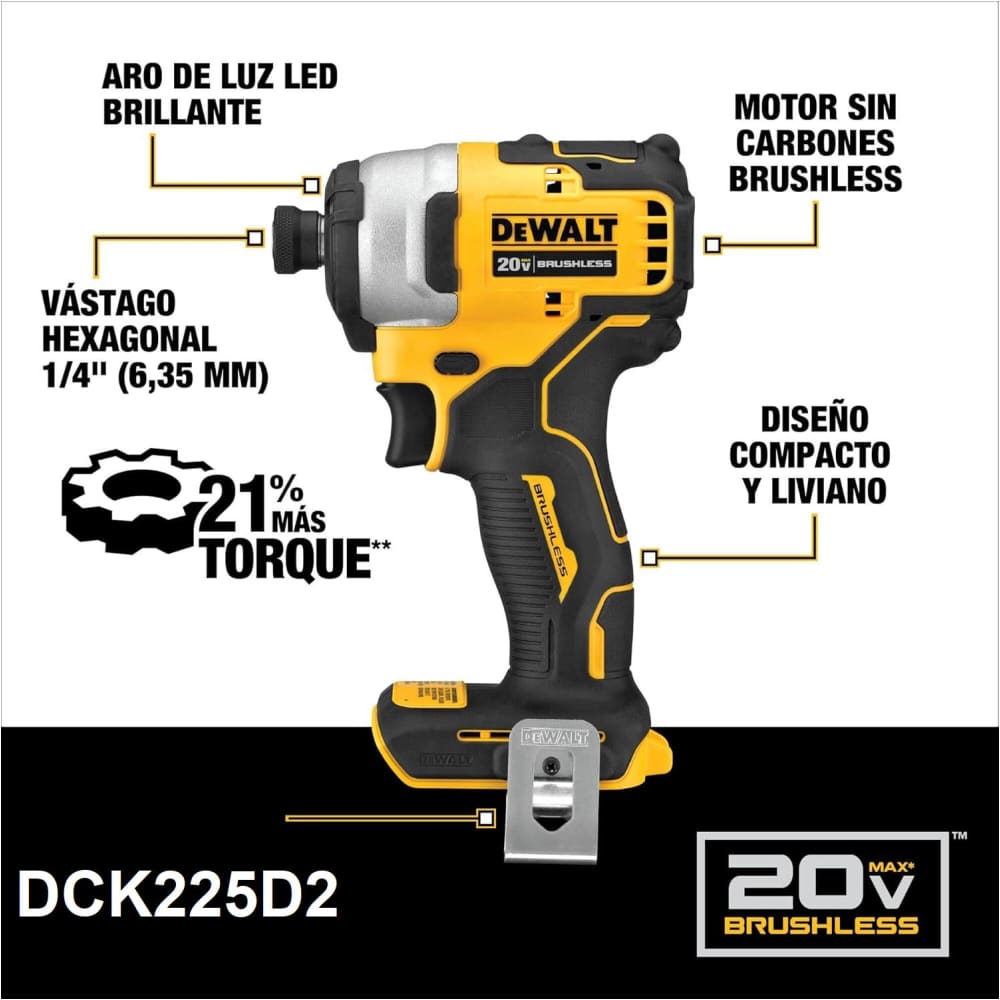 Kit de Taladros Dewalt (Destornillador y de Impacto) DCK225D2