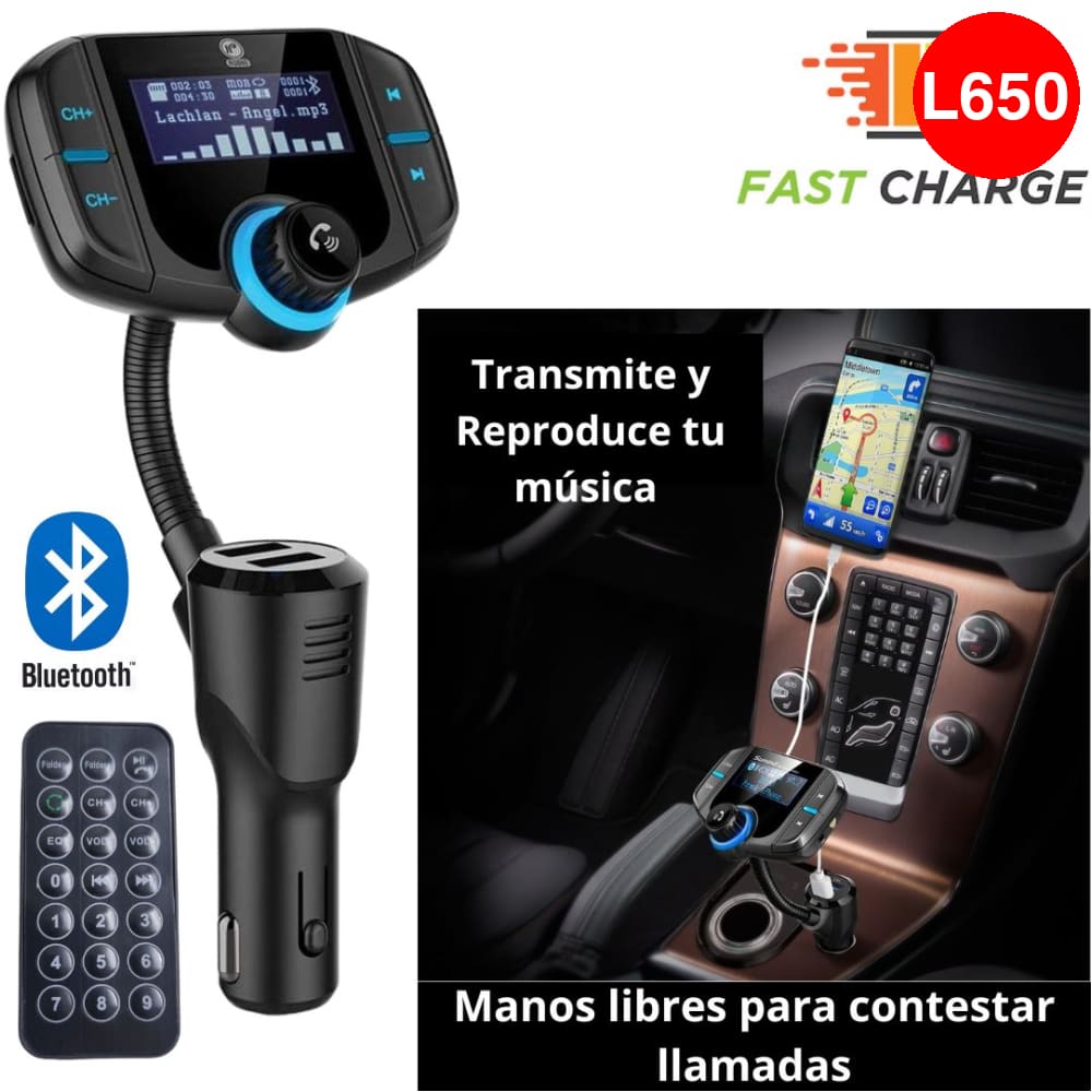 HF AUDIO| TRANSMISOR BLUETOOTH – KIT MANOS LIBRES – CARGADOR USB – AUX – CONTROL REMOTO