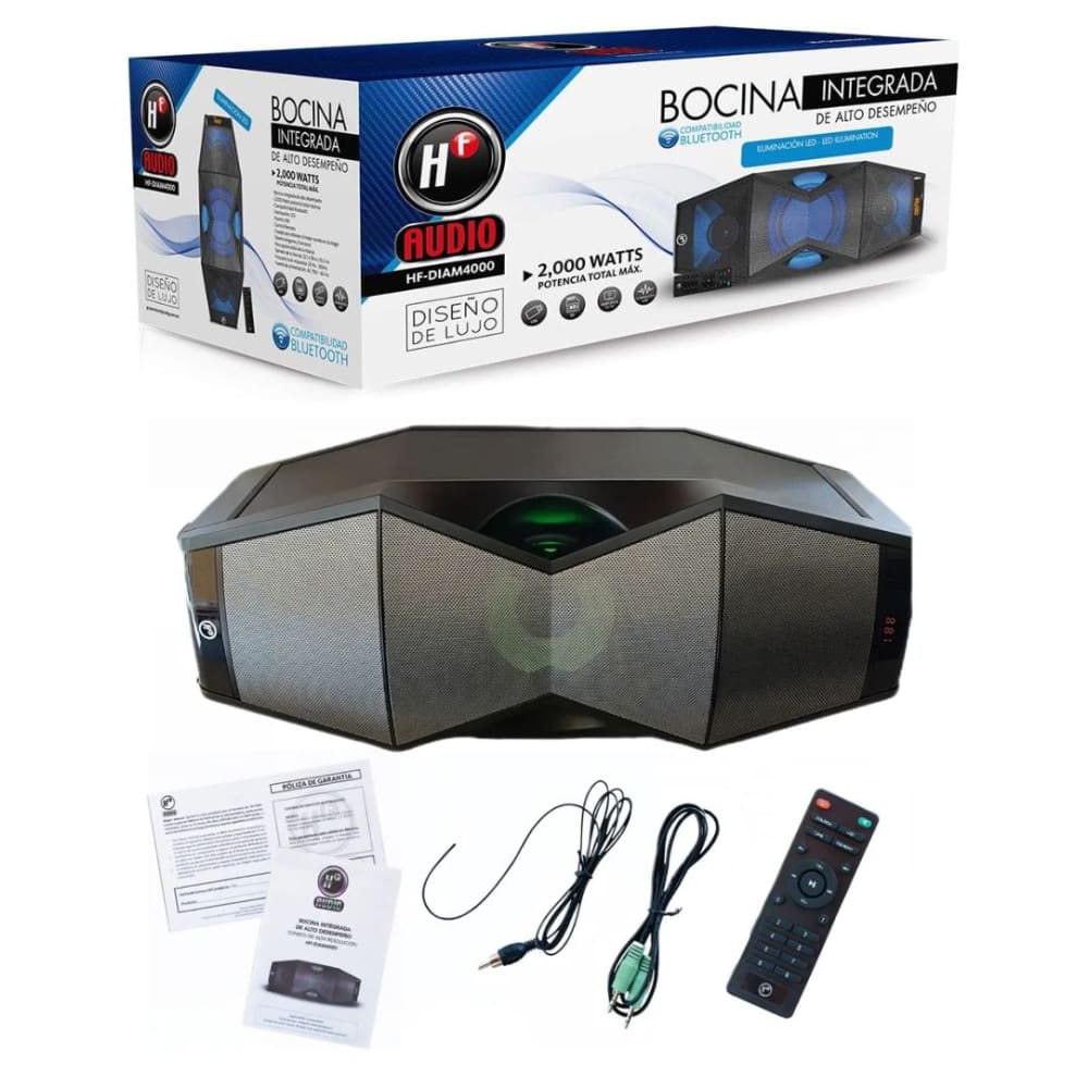BOCINA DE ALTO DESEMPEÑO DE 2,000W P.M.P.O. CON ILUMINACION LED