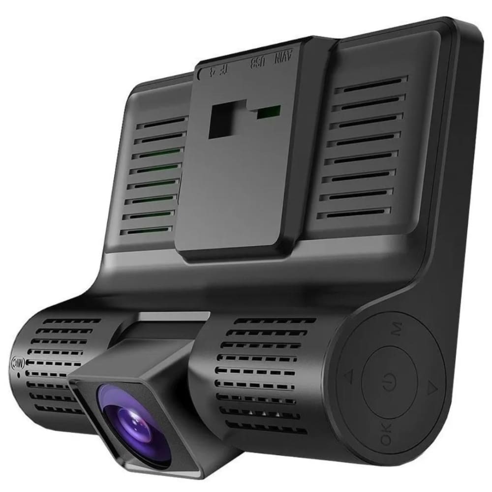 DVR HF AUDIO SR-DVR25 – TRIPLE CÁMARA – FRONTAL, INTERIOR Y REVERSA – FULL HD 1080P – PANTALLA DE 4”