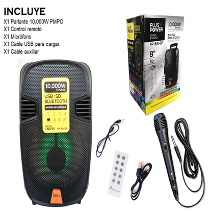 PARLANTE RECARGABLE BLUETOOTH DE 10,000W P.M.P.O