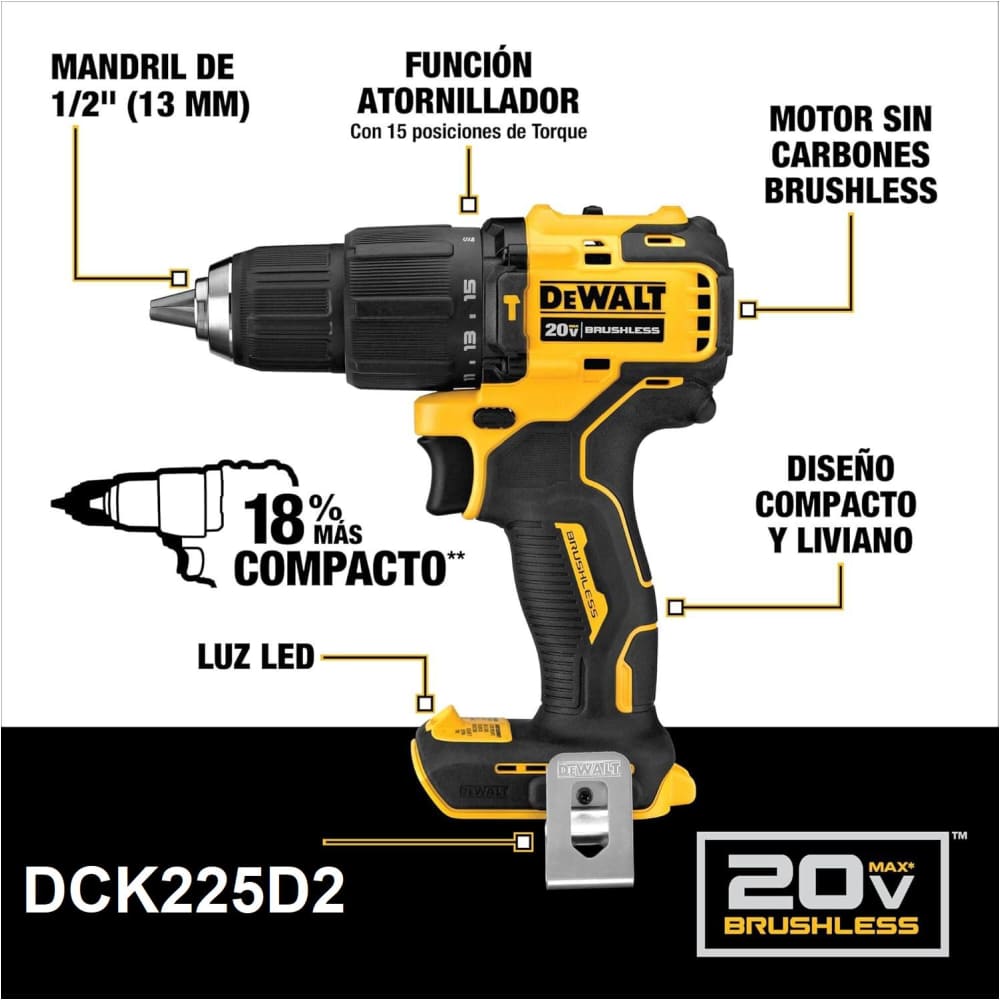 Kit de Taladros Dewalt (Destornillador y de Impacto) DCK225D2