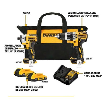 Kit de Taladros Dewalt (Destornillador y de Impacto) DCK225D2