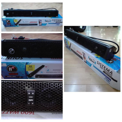 BARRA DE SONIDO HF AUDIO HF-BAR10BK 35" – 10 BOCINAS – 1600W – BLUETOOTH – IMPERMEABLE