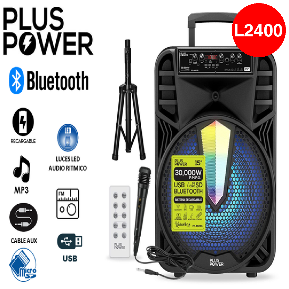 PARLANTE RECARGABLE BLUETOOTH DE 30,000W P.M.P.O + TRIPODE GRATIS
