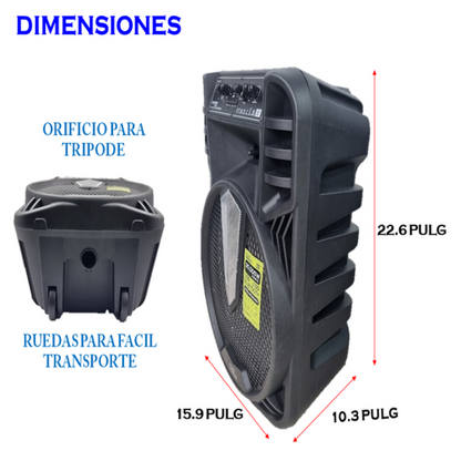 PARLANTE RECARGABLE BLUETOOTH DE 30,000W P.M.P.O + TRIPODE GRATIS