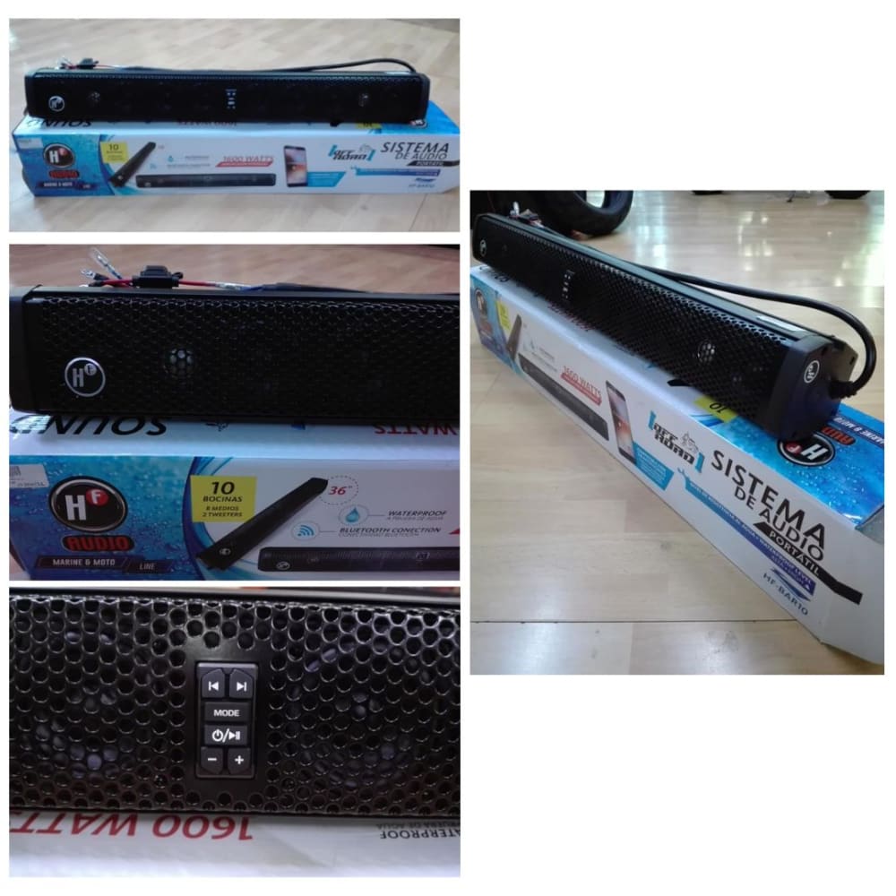 BARRA DE SONIDO HF AUDIO HF-BAR10BK 35’’ – 10 BOCINAS – 1600W – BLUETOOTH – IMPERMEABLE