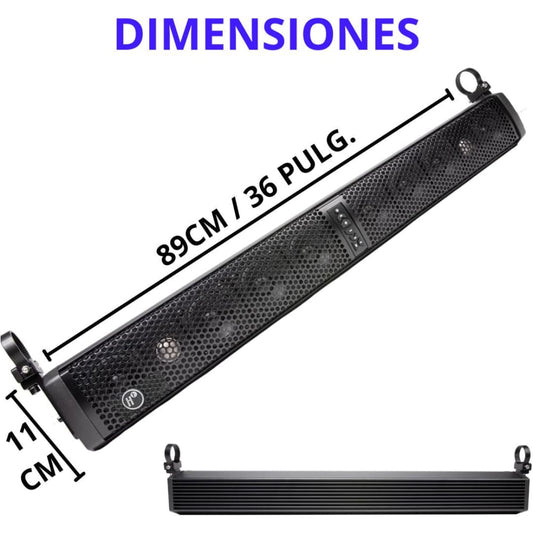 BARRA DE SONIDO HF AUDIO HF-BAR10BK 35’’ – 10 BOCINAS – 1600W – BLUETOOTH – IMPERMEABLE