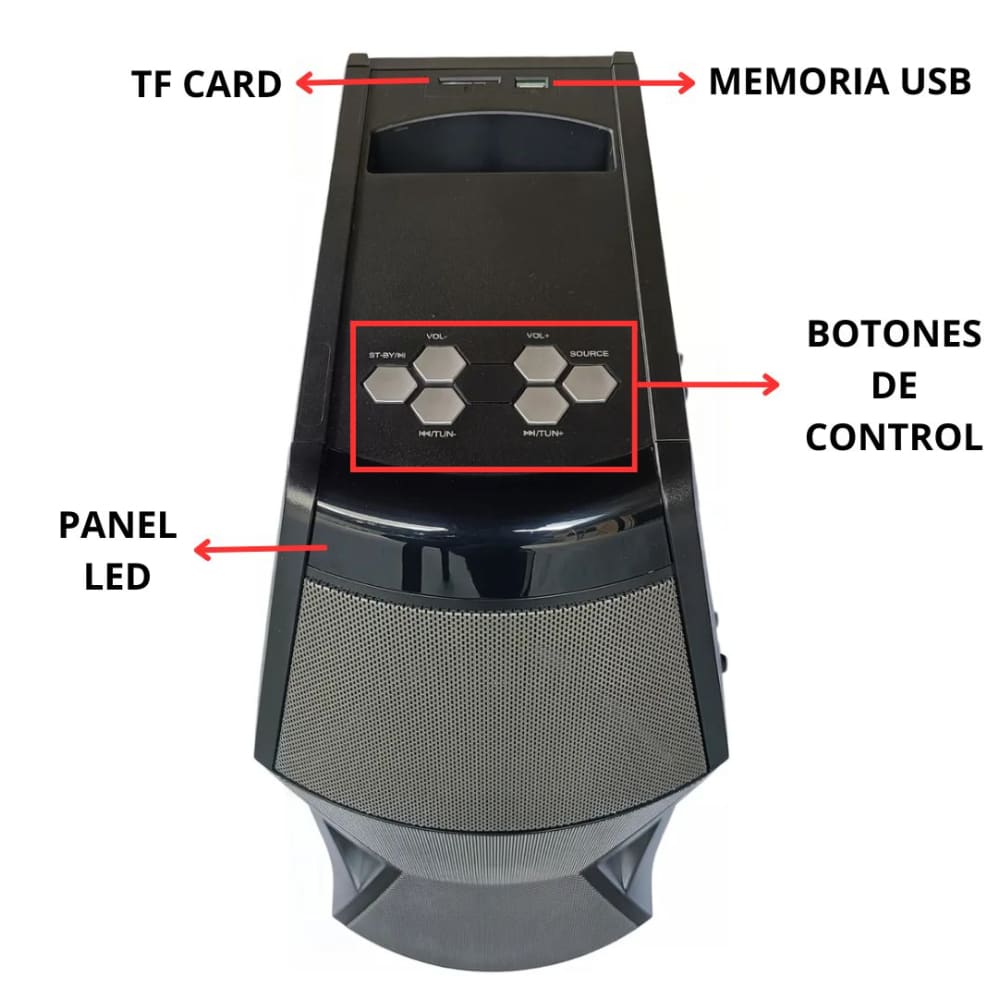 BOCINA DE ALTO DESEMPEÑO DE 2,000W P.M.P.O. CON ILUMINACION LED