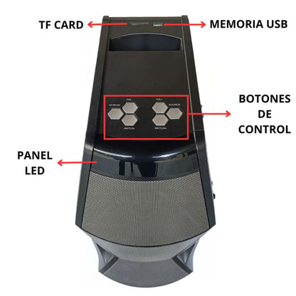 BOCINA DE ALTO DESEMPEÑO DE 2,000W P.M.P.O. CON ILUMINACION LED