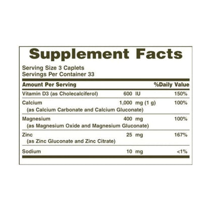 Capsulas de Calcio Magnesio Zinc con Vitamina D3 (Nature’s Bounty de 100 UNDS.)