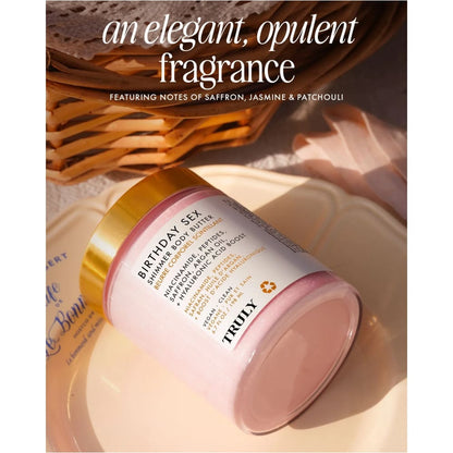 Crema Corporal Truly Shimmer Birthday Sex – Hidrata Da Brillo y Reafirmación Tu Piel