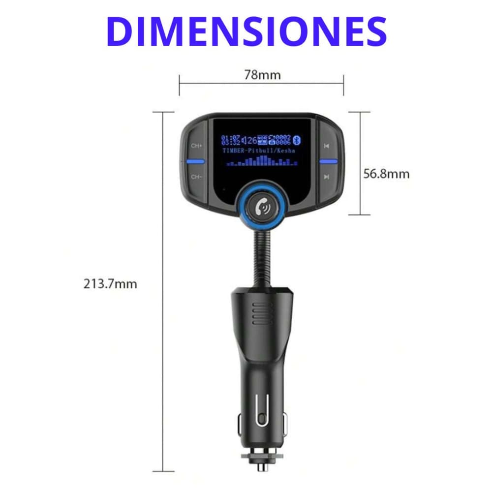 HF AUDIO| TRANSMISOR BLUETOOTH – KIT MANOS LIBRES – CARGADOR USB – AUX – CONTROL REMOTO