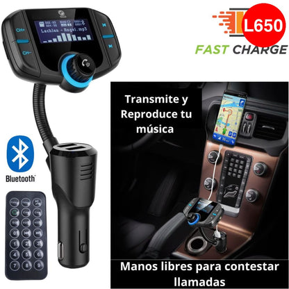 HF AUDIO| TRANSMISOR BLUETOOTH – KIT MANOS LIBRES – CARGADOR USB – AUX – CONTROL REMOTO