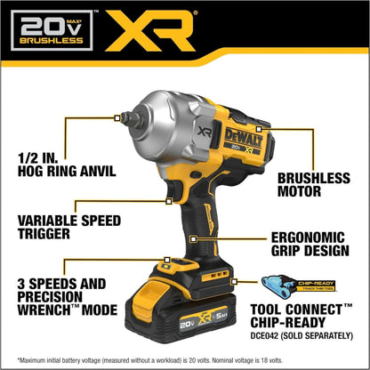 Kit de Taladro Inalámbrico de Alto Impacto XR DeWALT DCF961GH1