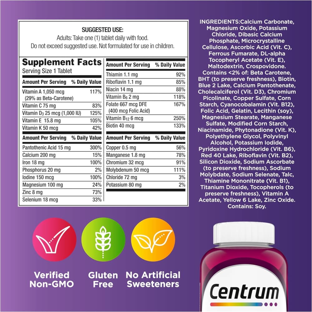 Multivitaminas para Mujer - Centrum 250 tabletas
