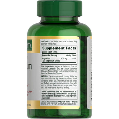 Oxido de Magnesio de Alta Potencia de 500MG - Natures Bounty