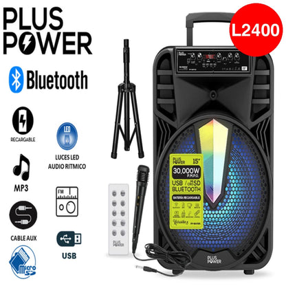 PARLANTE RECARGABLE BLUETOOTH DE 30,000W P.M.P.O + TRIPODE GRATIS