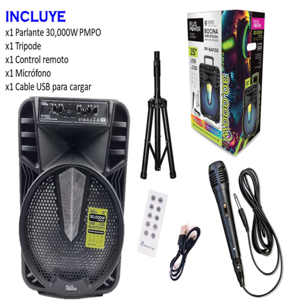 PARLANTE RECARGABLE BLUETOOTH DE 30,000W P.M.P.O + TRIPODE GRATIS
