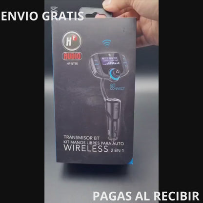 HF AUDIO| TRANSMISOR BLUETOOTH – KIT MANOS LIBRES – CARGADOR USB – AUX – CONTROL REMOTO