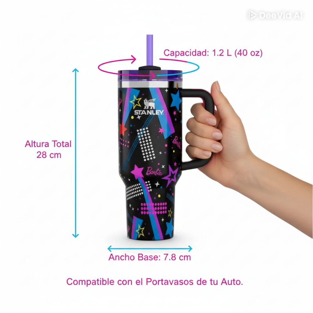 Taza coleccionable Stanley BARBIE de Acero inoxidable - 1.2 Litros (NEGRO)